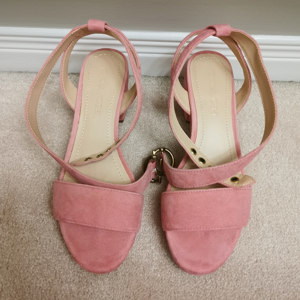 Coach Serena Platform Sandals 6 Pink Suede - Picture 9 of 12